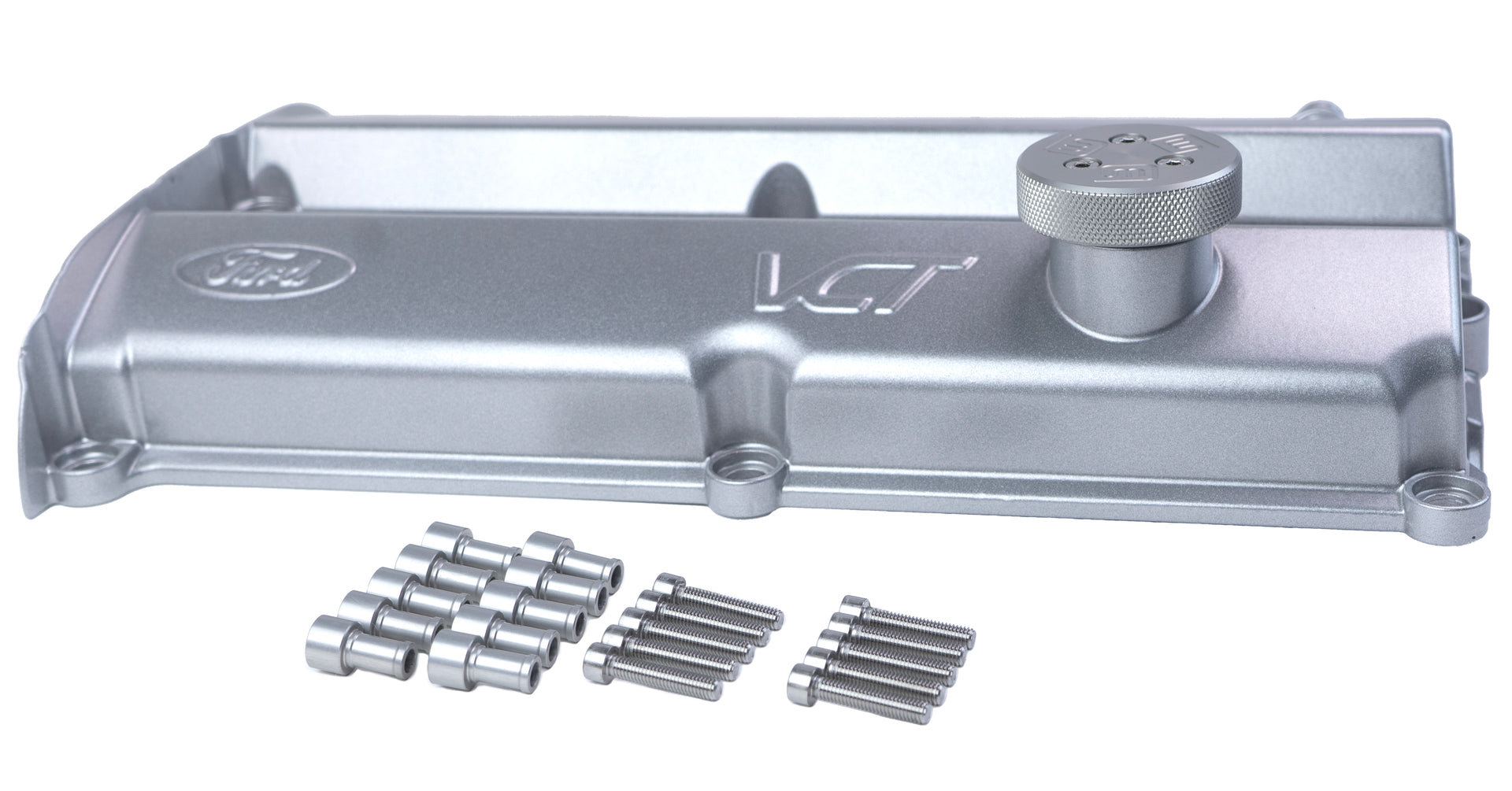 Massive Speed Trophy Engine Cam Valve Cover Kit Focus Zetec 2.0 Contour w SS Hardware Color Silver Side Veiw