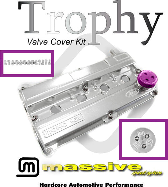 MSS Trophy Engine Cam Valve Cover Kit Focus Zetec 2.0 Contour w SS Hardware Cap - Massive Speed System