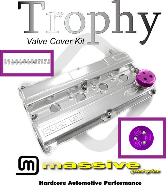 MSS Trophy Engine Cam Valve Cover Kit Focus Zetec 2.0 Contour w SS Hardware Cap - Massive Speed System