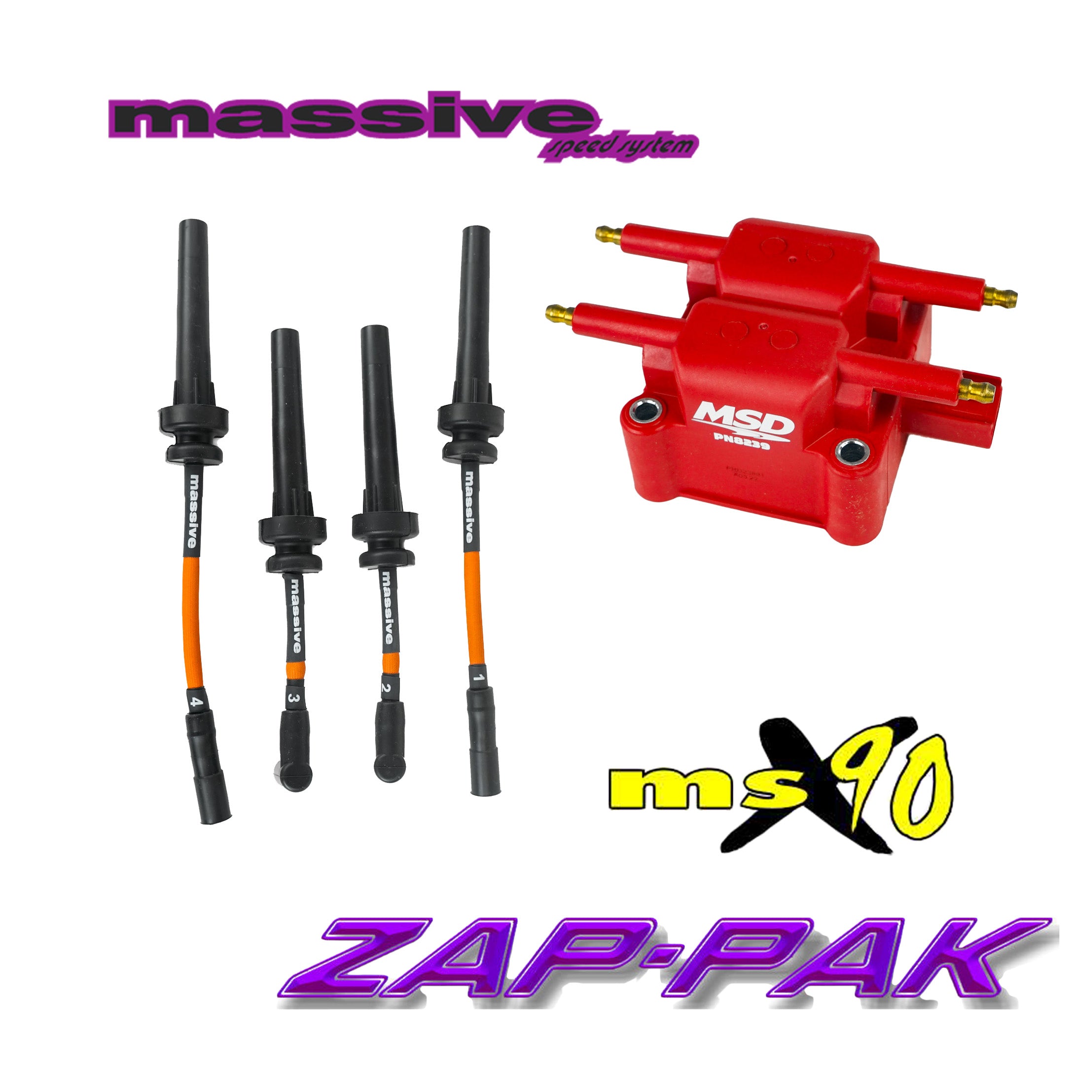 Massive ZAP-PAK Ignition Kit MSD Coil MSX90 Performance Spark Plug Cab