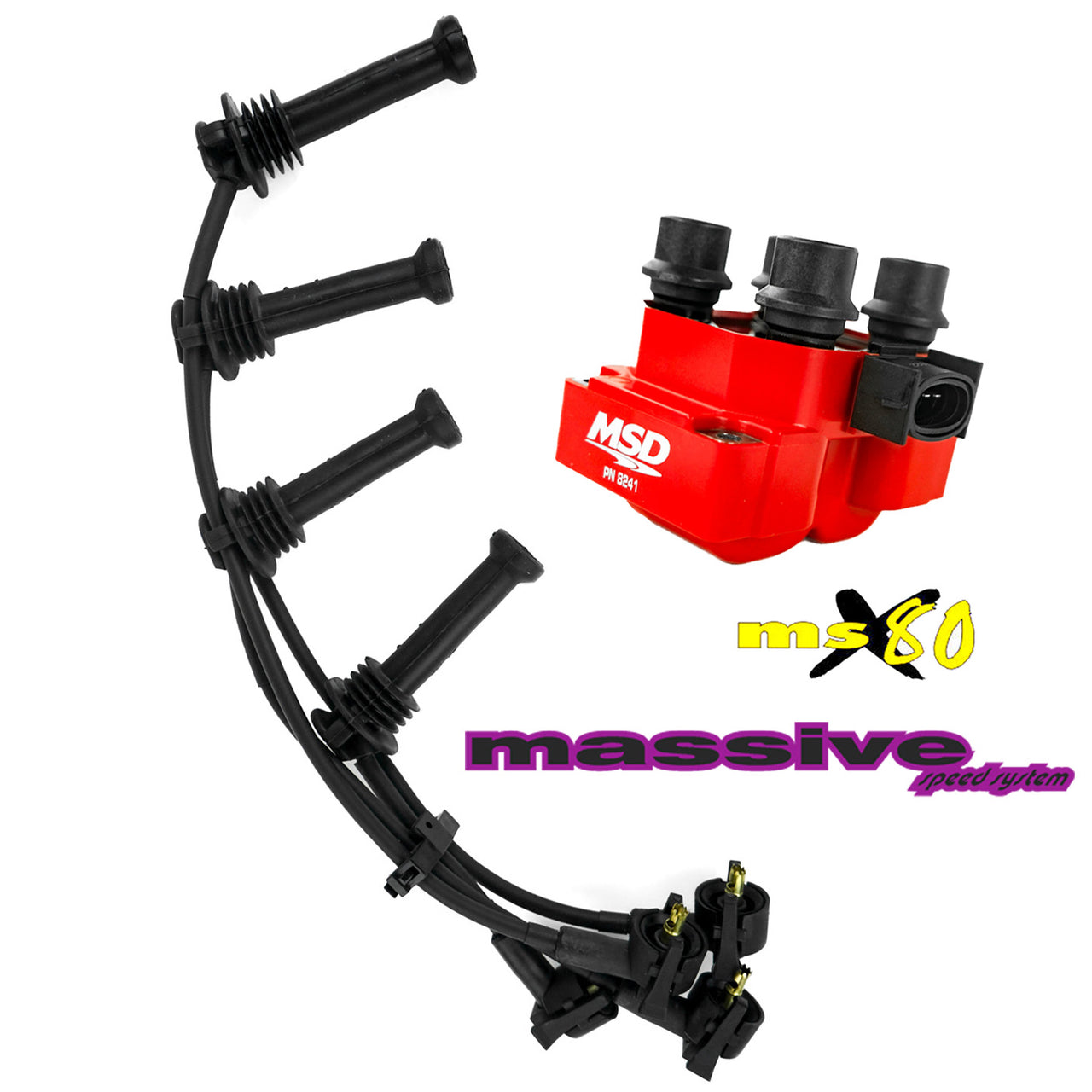 Massive ZAP-PAK Ignition Kit MSD Coil MSX80 Performance Spark Plug Wires Black 00-04 Ford Focus - Massive Speed System
