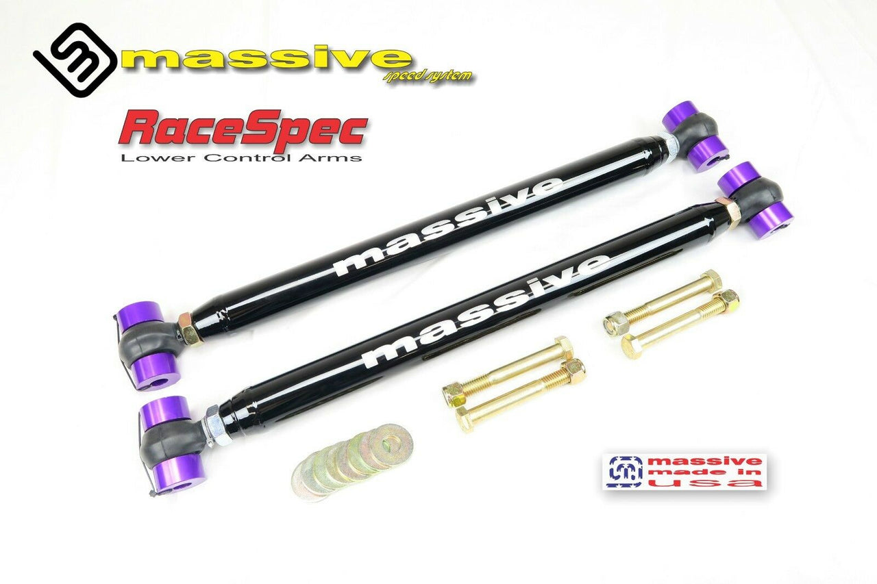 Massive Speed Race Spec Series Adjustable Rear Lower Control Arms With Protective Boots  GM A Body 1964-1972